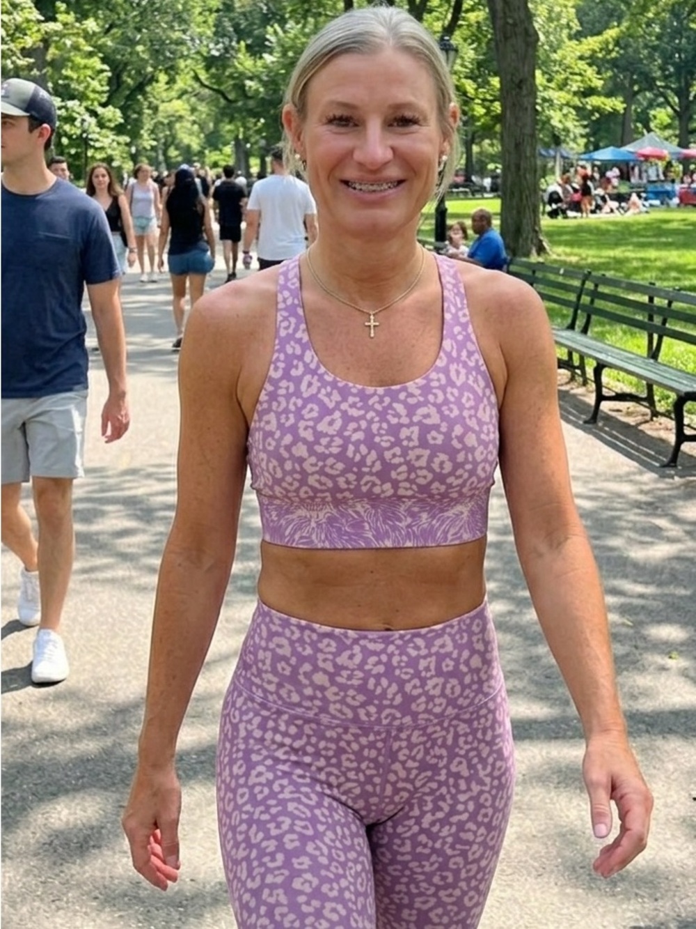 Women's Lavender Animal-Print Supportive Sports Bra